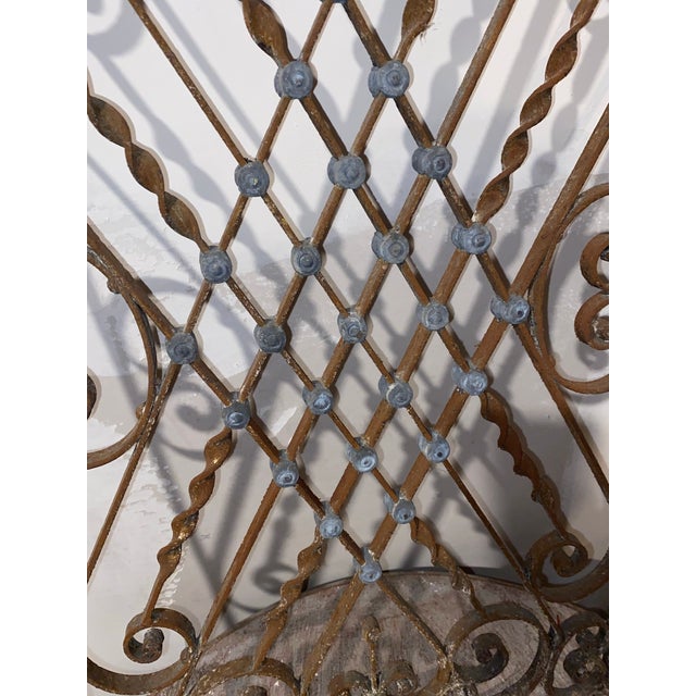 Brown Antique French Wrought Iron Decorative Panel With Scrollwork and Lattice. For Sale - Image 8 of 12