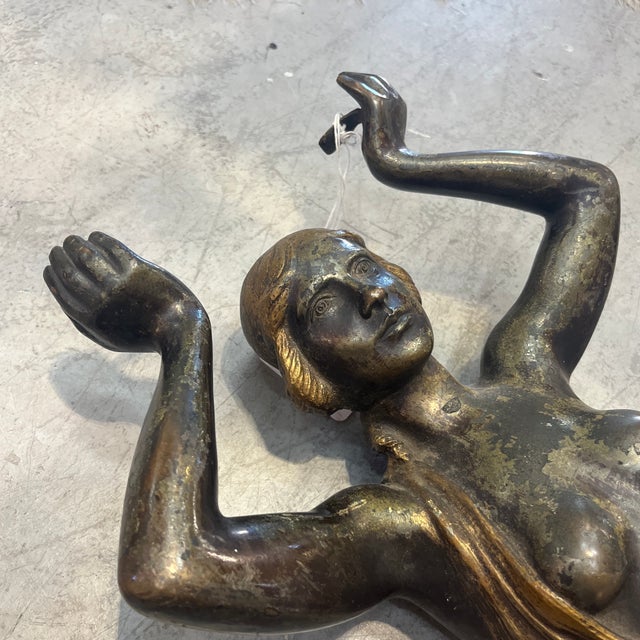 Mid 20th Century Mid 20th Century 29.5" Tall Art Deco Classical Bronze Maidens Statues Sculptures - Set of 2 For Sale - Image 5 of 12