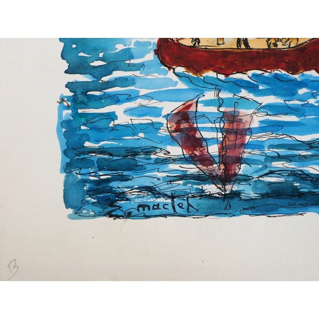 Modern Elisée Maclet, Sailing Boats, Original Watercolour For Sale - Image 3 of 6