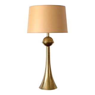 Mid Century Space Age Brass Tulip and Sphere Table Lamp For Sale