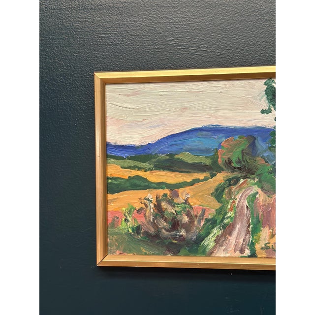 Original Swedish Oil on Canvas – “Landscape” by Stig Johansson – Signed & Dated 1989 – Vintage & Framed – 28 × 23 cm (11"...