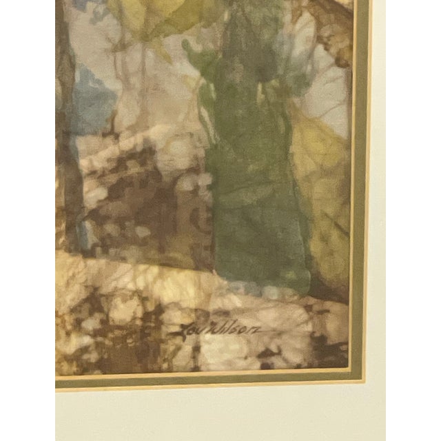 1970s Louise "Lou" Wilson "Forest Deep" Framed Batik Acrylic Forest Artwork. For Sale - Image 10 of 10