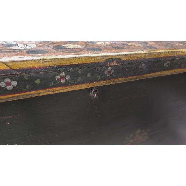 Huge Hand Painted 19th Century Indian Wedding Dowry Trunk For Sale - Image 13 of 15