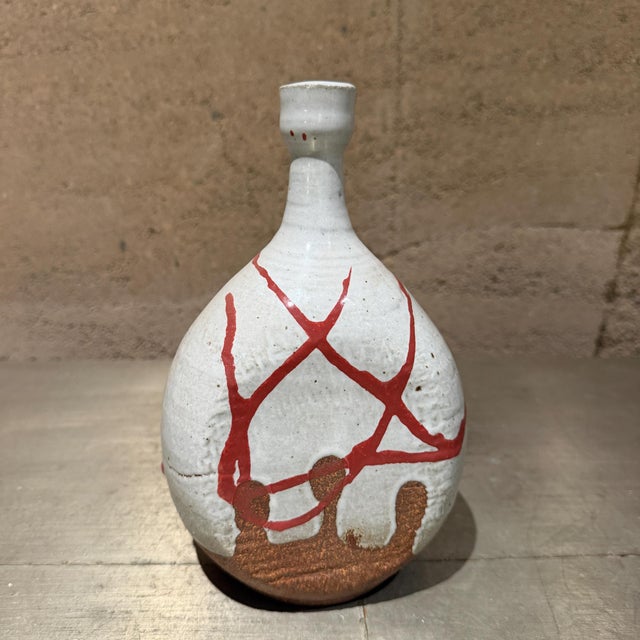 Vintage Studio Pottery Vase, Abstract Red Calligraphy, 1970s Mid-Century For Sale - Image 12 of 12