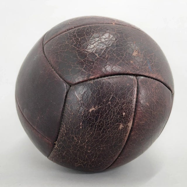 Vintage Mahogany Leather Medicine Ball, 1930s For Sale - Image 9 of 10