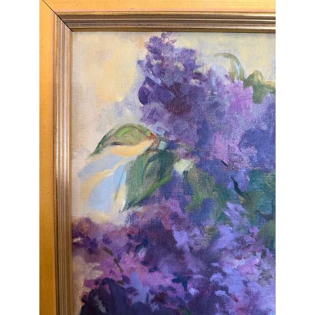 1980s Original Oil on Canvas Lilacs in a Nantucket Basket by Ann Gibb For Sale In New York - Image 6 of 8