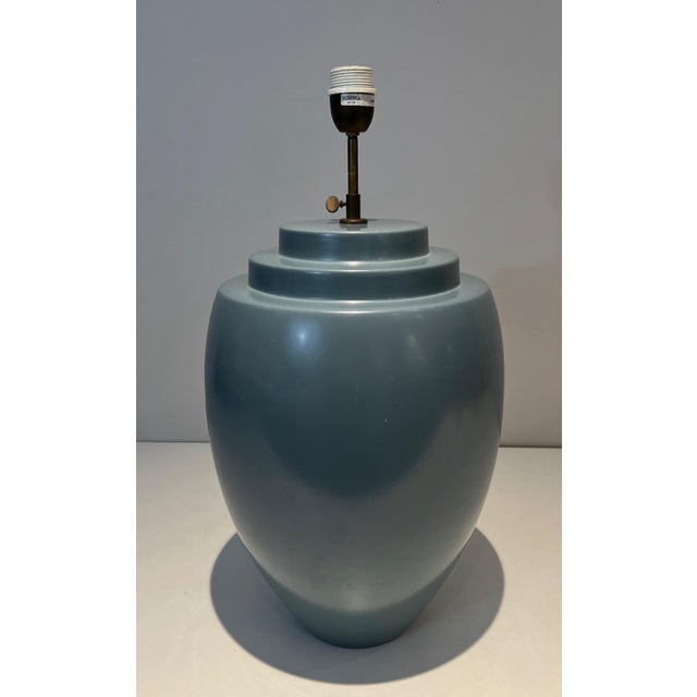 1970s Mid Century Modern Kosta Blue Ceramic Table Lamp For Sale - Image 6 of 12