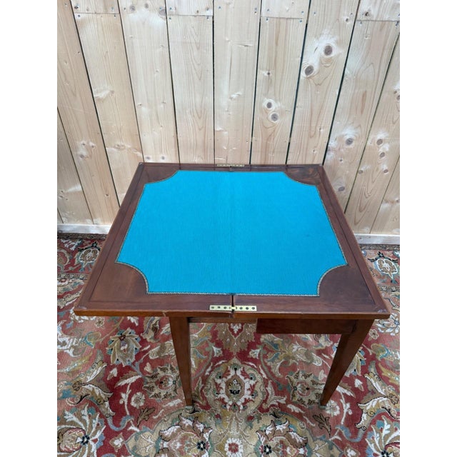 Louis XVI-Directoire Style Folding Games Table in Mahogany and Brass For Sale - Image 5 of 7