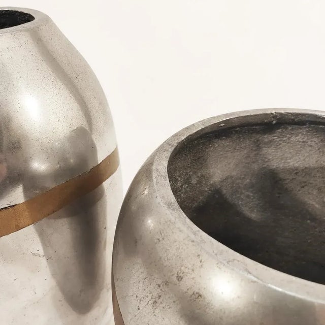 Gold Brutalist Vases by Alfonso Márquez, 1970s, Set of 2 For Sale - Image 8 of 12