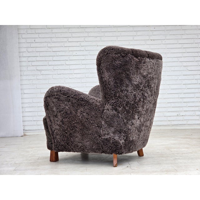 Vintage Danish Reupholstered Chair in Sheepskin, 1960s For Sale - Image 12 of 18