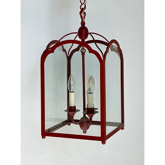 Red Vintage Vaughan Georgian Three Arm Lantern For Sale - Image 8 of 12