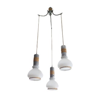 Mid-Century Glass and Metal Cascading Hanging Lamp, 1960s For Sale