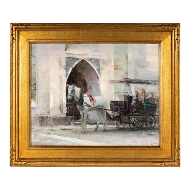 Impressionist Style Oil Painting of a Horse & Carriage by Ignat Ignatov For Sale