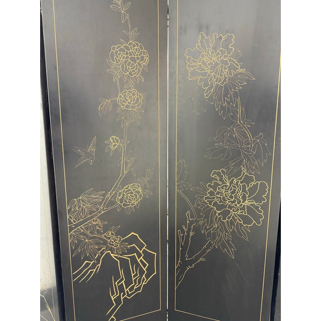 Chinese Coromandel Imperial Palace Courtyard Scene Six-Panel Screen For Sale - Image 11 of 12