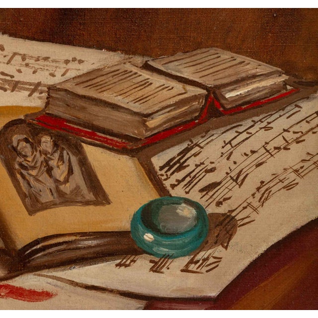 20th Century School, Violin Still Life, Oil on Canvas For Sale In New York - Image 6 of 8