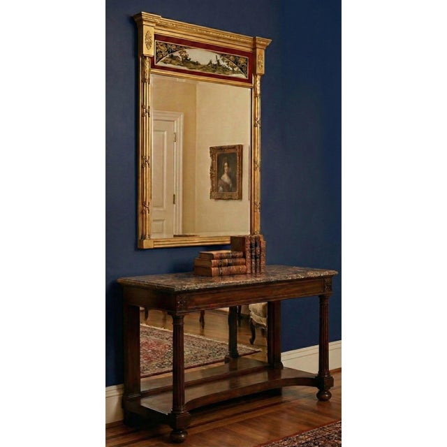 19th C. French Neoclassical Water Gilt Eglomise Trumeau Mirror For Sale In Atlanta - Image 6 of 6