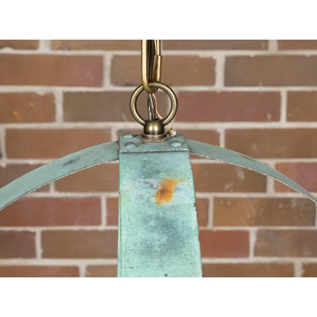 Mid 20th Century Mid Century Modern English Copper Double Sphere Light Fixture with Verdigris Patina For Sale - Image 4 of 12