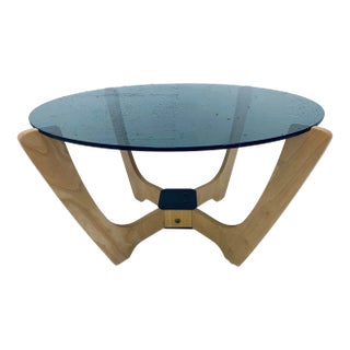 Odd Knutsen Midcentury Danish Modern Beech Wood and Glass Top Coffee Table For Sale