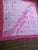 Hermés Milky Way scarf. 34 1/2 " x 34 1/2 " square. Deep pink, lighter pink with multi color pattern. Designed by Wlodek...