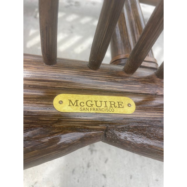 Authentic McGuire Vintage Rattan Bench, Cathedral Gothic Style For Sale - Image 9 of 9