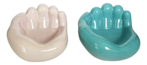Blue and Green Bear Paw Ceramic Ashtrays, France, 1970s, Set of 2