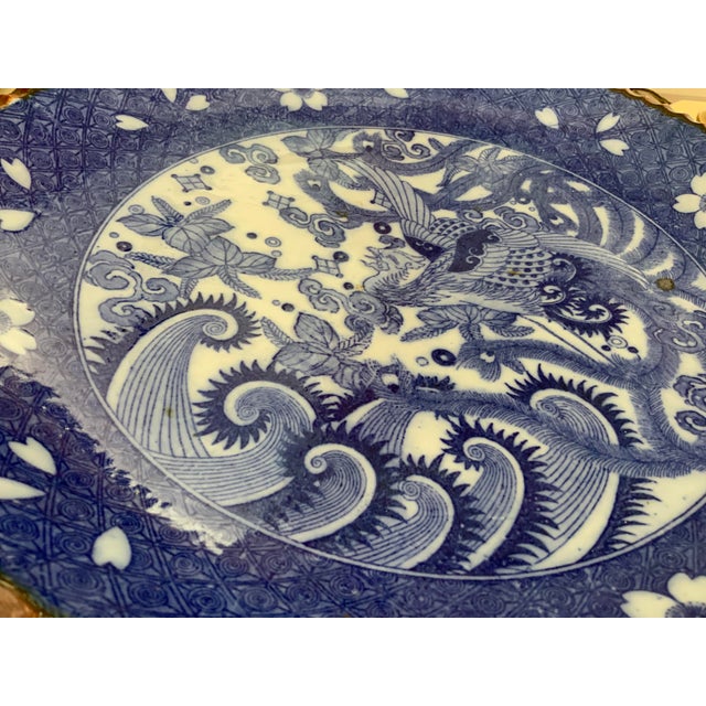 Vintage Large Blue & White Platter For Sale - Image 4 of 13