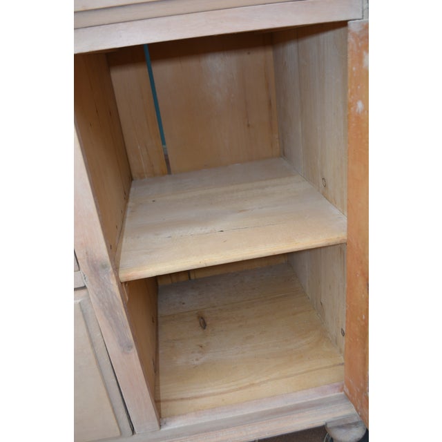 Vintage Washed Rustic Pine Sideboard Credenza / Dresser W/ Arched Top & Drawers For Sale - Image 10 of 17