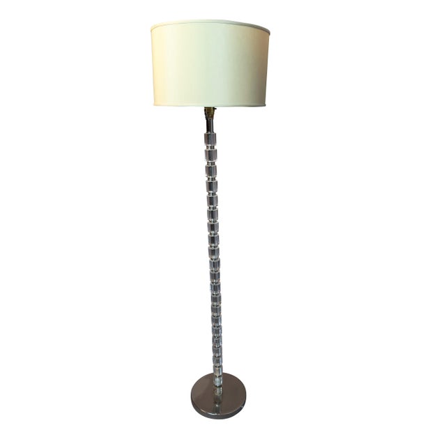 Mid-Century Modern Crystal Floor Lamp with Faceted Glass Pole and Chrome Base For Sale In Boston - Image 6 of 6