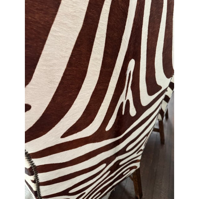 Coffee Zebra Print Cow-Hide Dome Style Chairs, Pair For Sale - Image 8 of 12