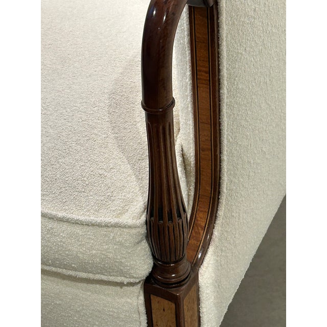 Antique Club Chair With Cream Boucle Upholstery For Sale In Philadelphia - Image 6 of 10