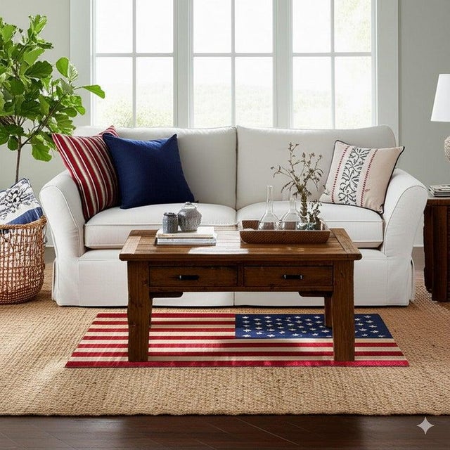 5x8 Coral Flat Weave Wool Stars Stripes Motif Geometric Modern Carpet Rug For Sale In New York - Image 6 of 7