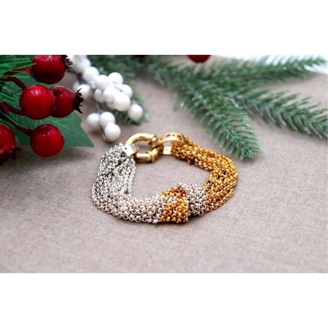 Two-Tone Silver Bracelet For Sale - Image 3 of 9