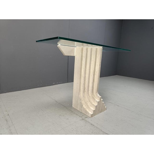 Vintage Travertine Console Table in the manner of Carlo Scarpa, 1970s For Sale - Image 11 of 12
