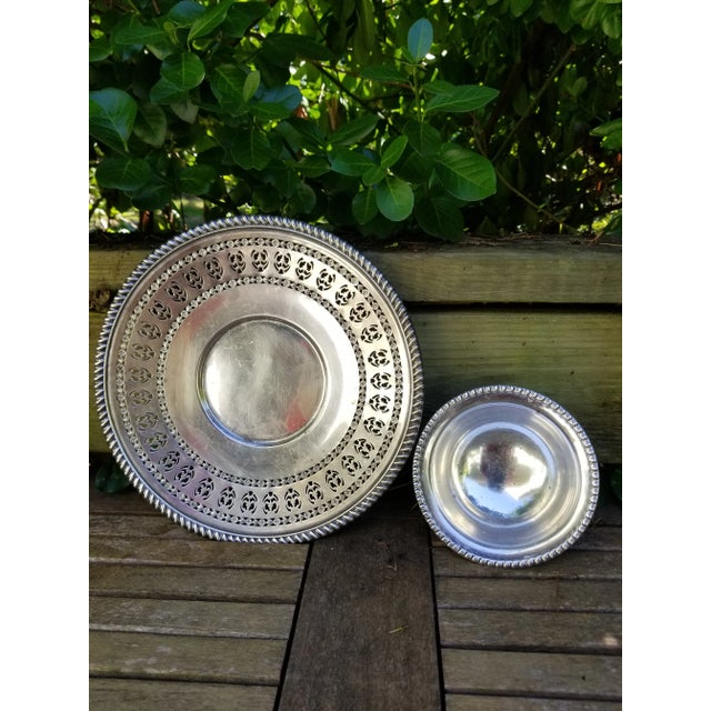 Birks Regency Silverplate Reticulated Serving Plate With Extra Nut Dish - 2 Pieces For Sale - Image 13 of 13