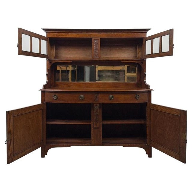 19th Century 20th Century Arts and Crafts English Oak Sideboard, 1890s For Sale - Image 5 of 14
