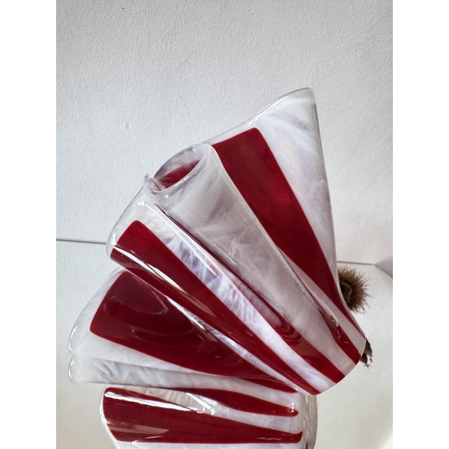 Mid-Century Modern Italian Sculptural Red and White Murano Glass Vase, 1960s For Sale - Image 18 of 18
