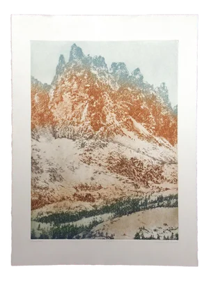 1980s "Echo Pass" Mountain Landscape Etching by Catherine O'Connor