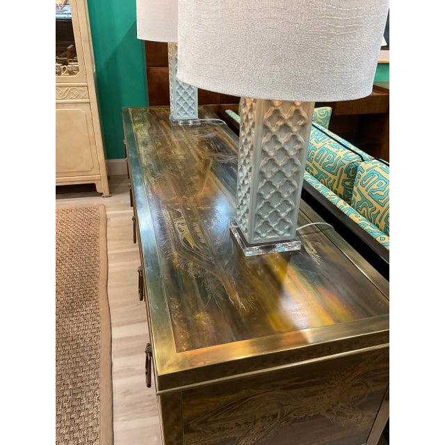 1970s Bernhard Rhône Acid Etched Brass Credenza for Mastercraft For Sale - Image 10 of 12