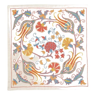 20"x21" 100% Silk Pillow Cover. Embroidered Throw Cushion. Handmade Lace Pillow For Sale