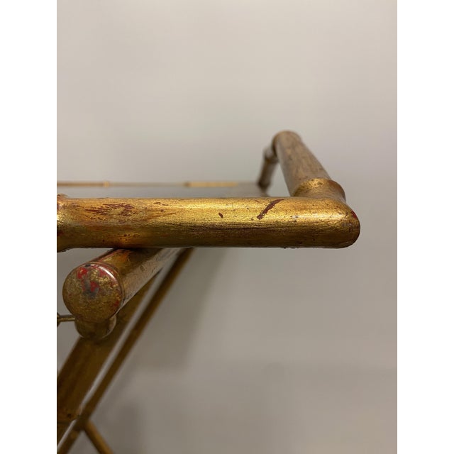 Metal Faux Bamboo Side Table with Tray, Italy, 1970s, Set of 2 For Sale - Image 7 of 11