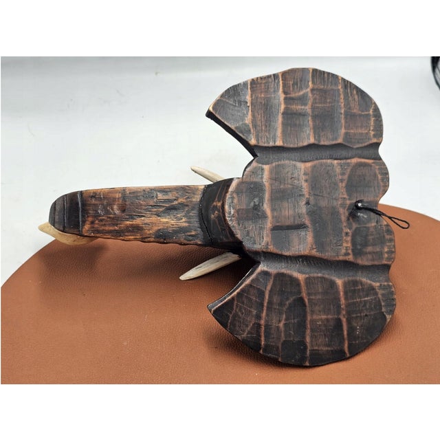 Vintage African Wooden Mask with Elephant Head, 1980s For Sale - Image 4 of 5