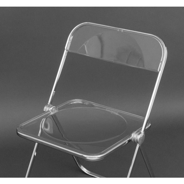 Chrome Giancarlo Piretti "Plia" Chrome and Acrylic Folding Chairs, Set of 8 For Sale - Image 8 of 12