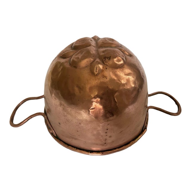 Antique Double Handle Copper Mold Tin Lining For Sale