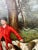 Red English Sporting Style Oil Painting, Huntsman & Hounds, Ornate Gilt Frame 1980's For Sale - Image 8 of 14