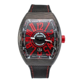 Franck Muller Vanguard 44mm V45scdt Black & Red Carbon Fiber Men’s Watch For Sale