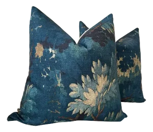 Dedar Schwarzwald in Bleu Nuit Double-Sided 18 Down Filled Pillows - a Pair