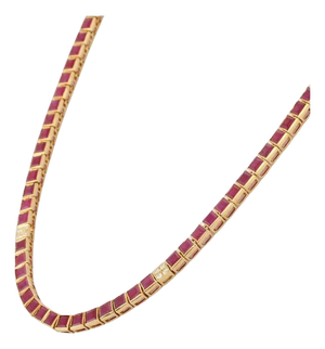18k Yellow Gold Ruby and Diamond Necklace, 15.5ct Ruby, Modern Design
