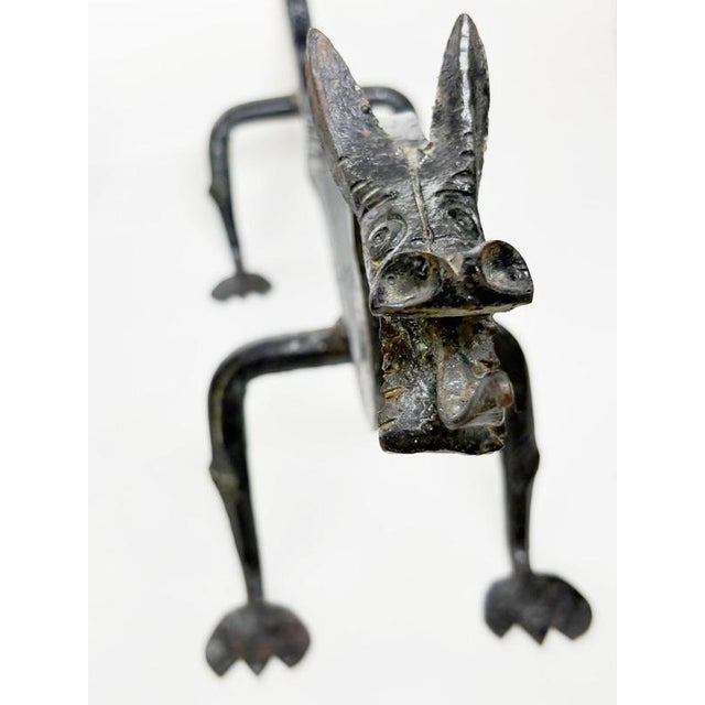 Gold Cast Iron Andirons from Edouard Schenck, France, 1950s, Set of 2 For Sale - Image 8 of 12