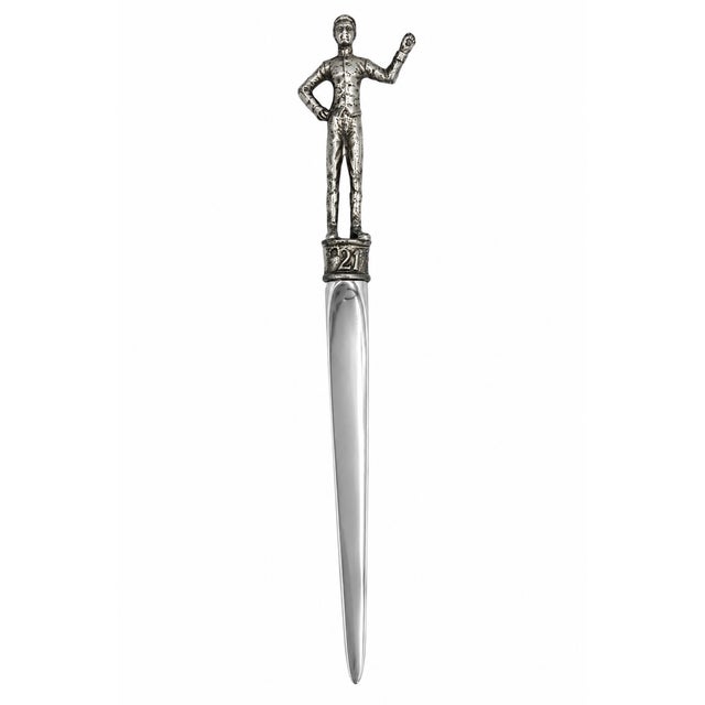 Silver Vintage the 21 Club Nyc Restaurant Letter Opener Equestrian Jockey For Sale - Image 8 of 8