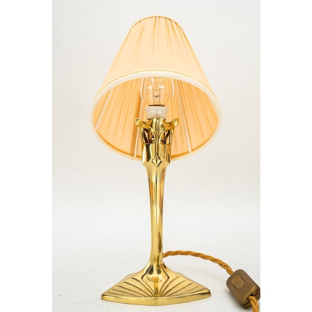 Art Deco Brass Table Lamp with Fabric Shade, 1920s For Sale - Image 14 of 18
